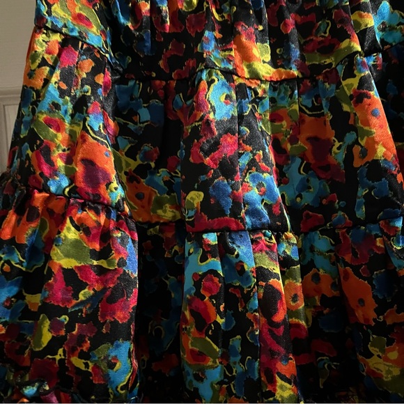 Steve Madden Rainbow Splatter Satin Mini Skirt Size Large - Picture 2 of 11